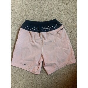 Birddogs Mens Gym Shorts Red White Stripe Stars Patriotic Lined Small 6 Inseam